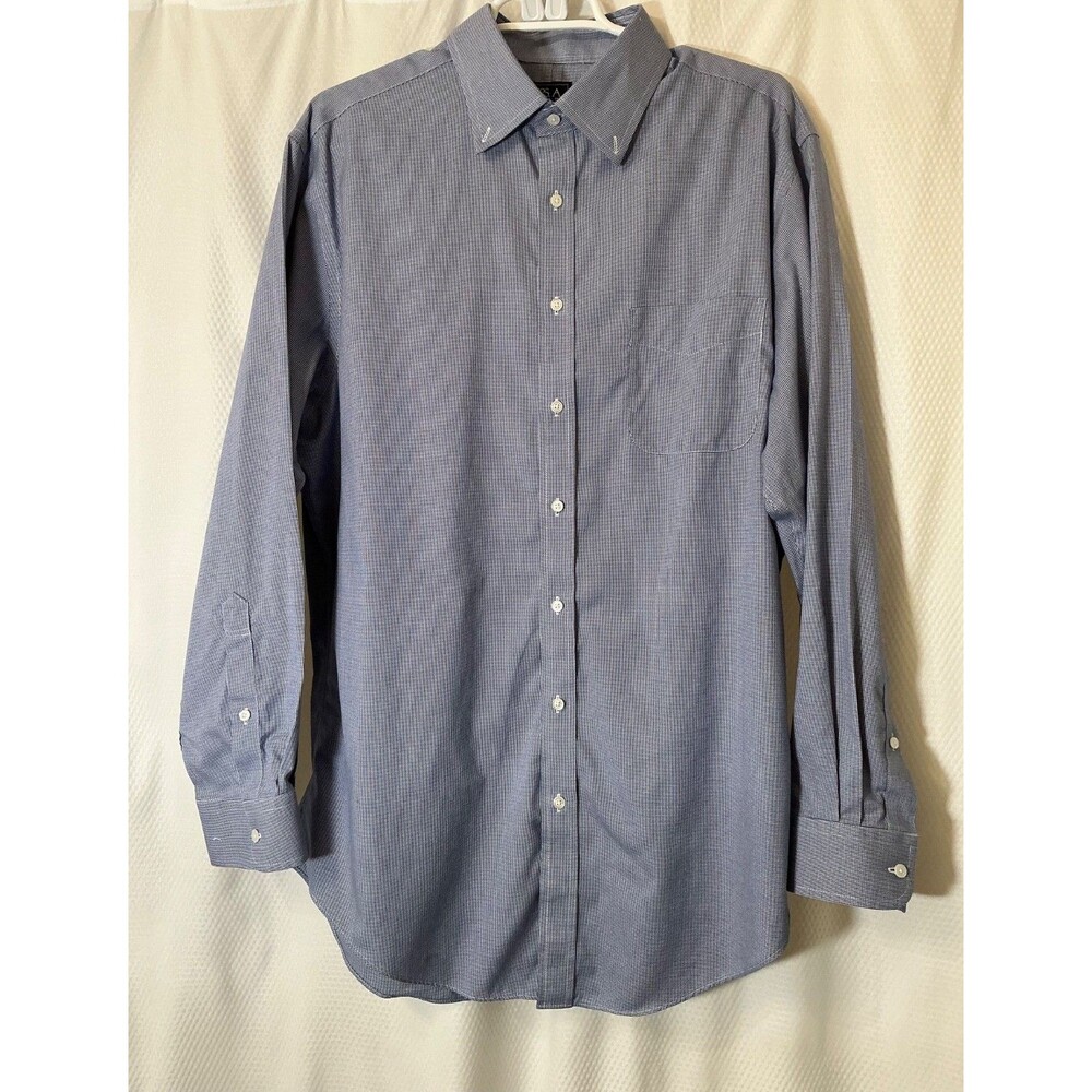 Jos A Bank Mens Traveler Tailored Fit Blue Button Down Dress Shirt 16.33